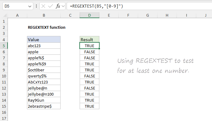 Excel REGEXTEST Function