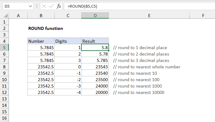 Excel ROUND Function