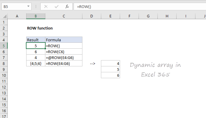 Excel ROW Function
