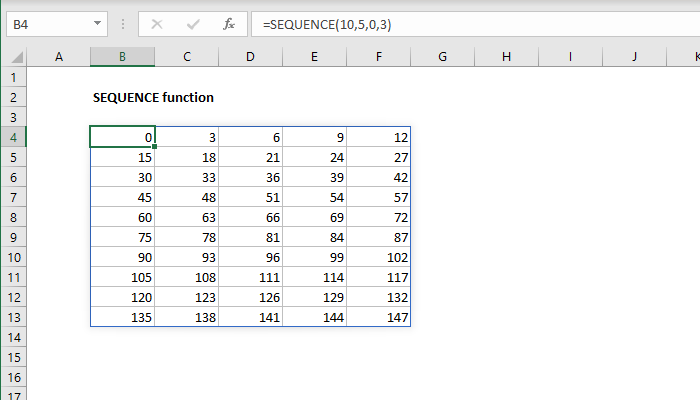Excel SEQUENCE Function