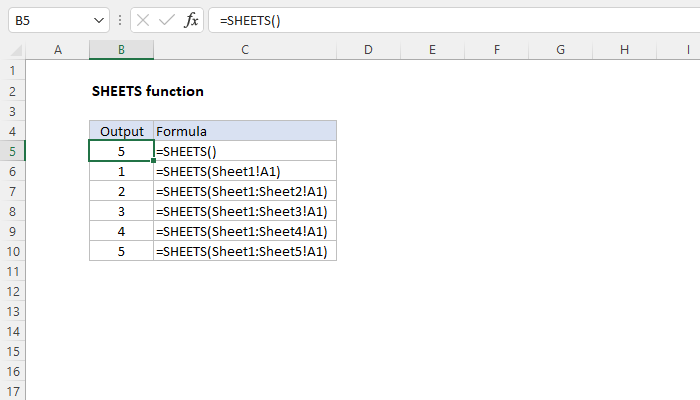 Excel SHEETS Function