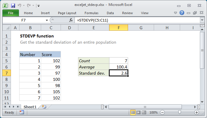 Excel STDEVP Function