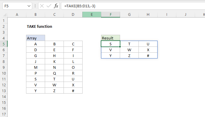 Excel TAKE Function