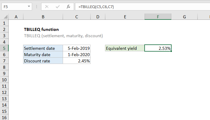 Excel TBILLEQ Function