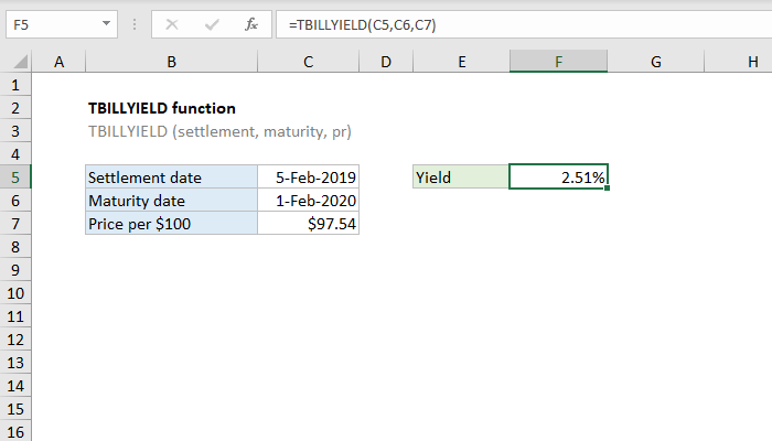 Excel TBILLYIELD Function