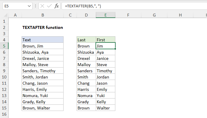 Excel TEXTAFTER Function
