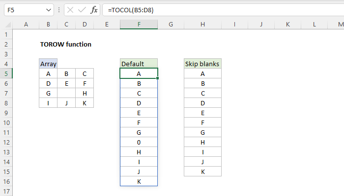 Excel TOCOL Function