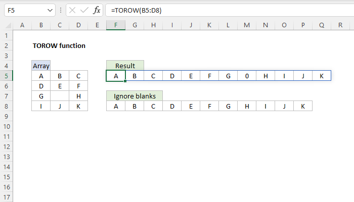 Excel TOROW Function
