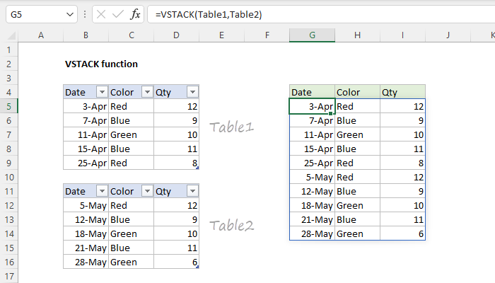 Excel VSTACK Function