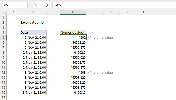 Excel datetime