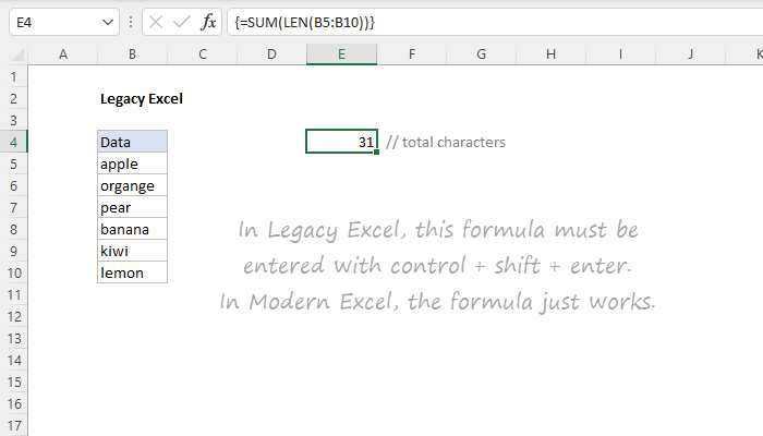 Legacy Excel