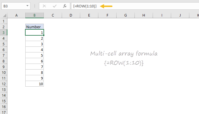 Multi-cell array formula