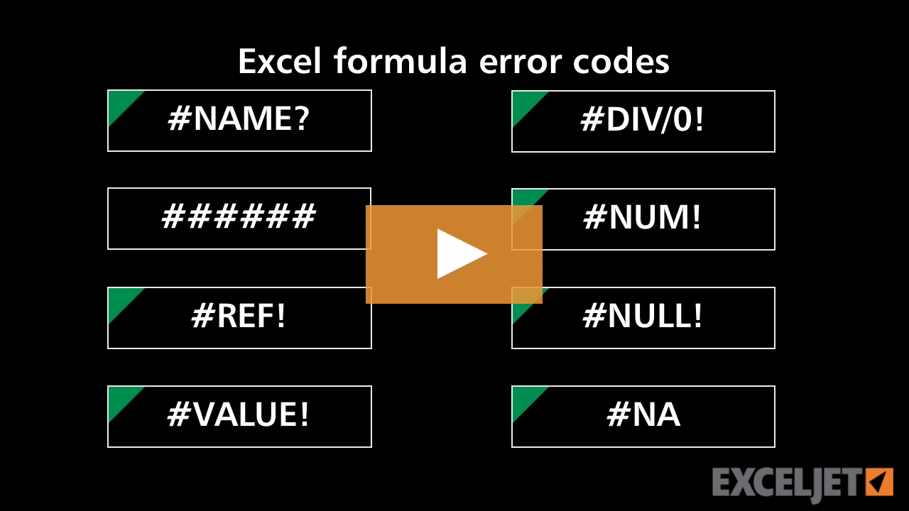 Excel formula error codes