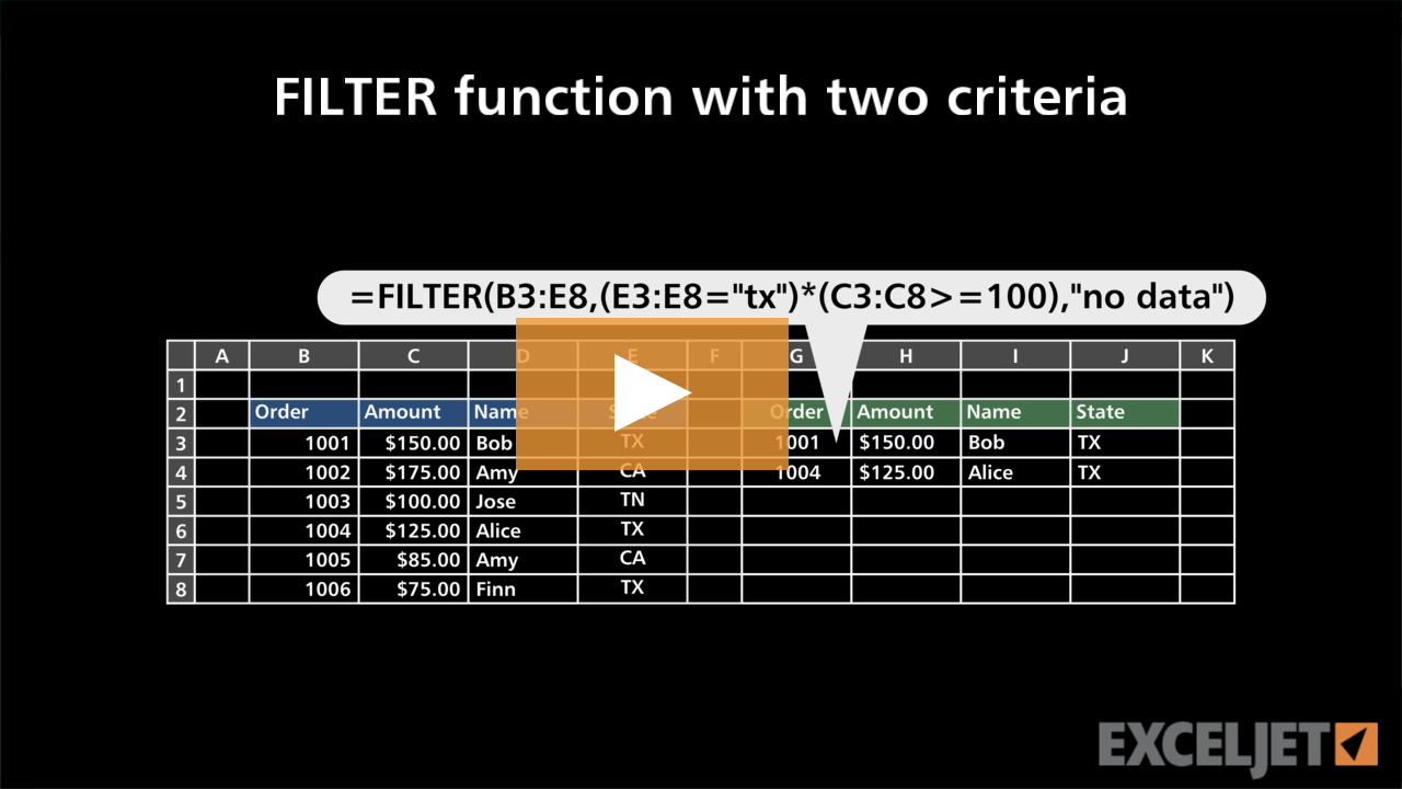 FILTER function with two criteria