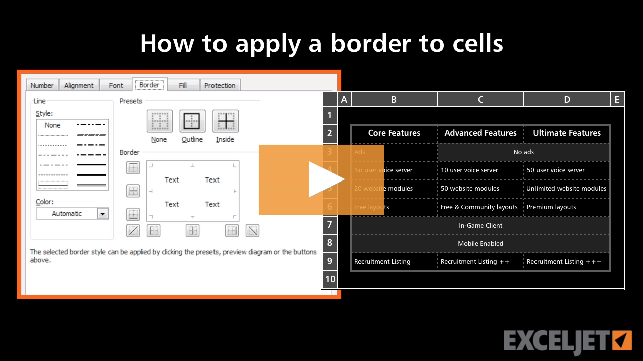How to apply a border to cells in Excel