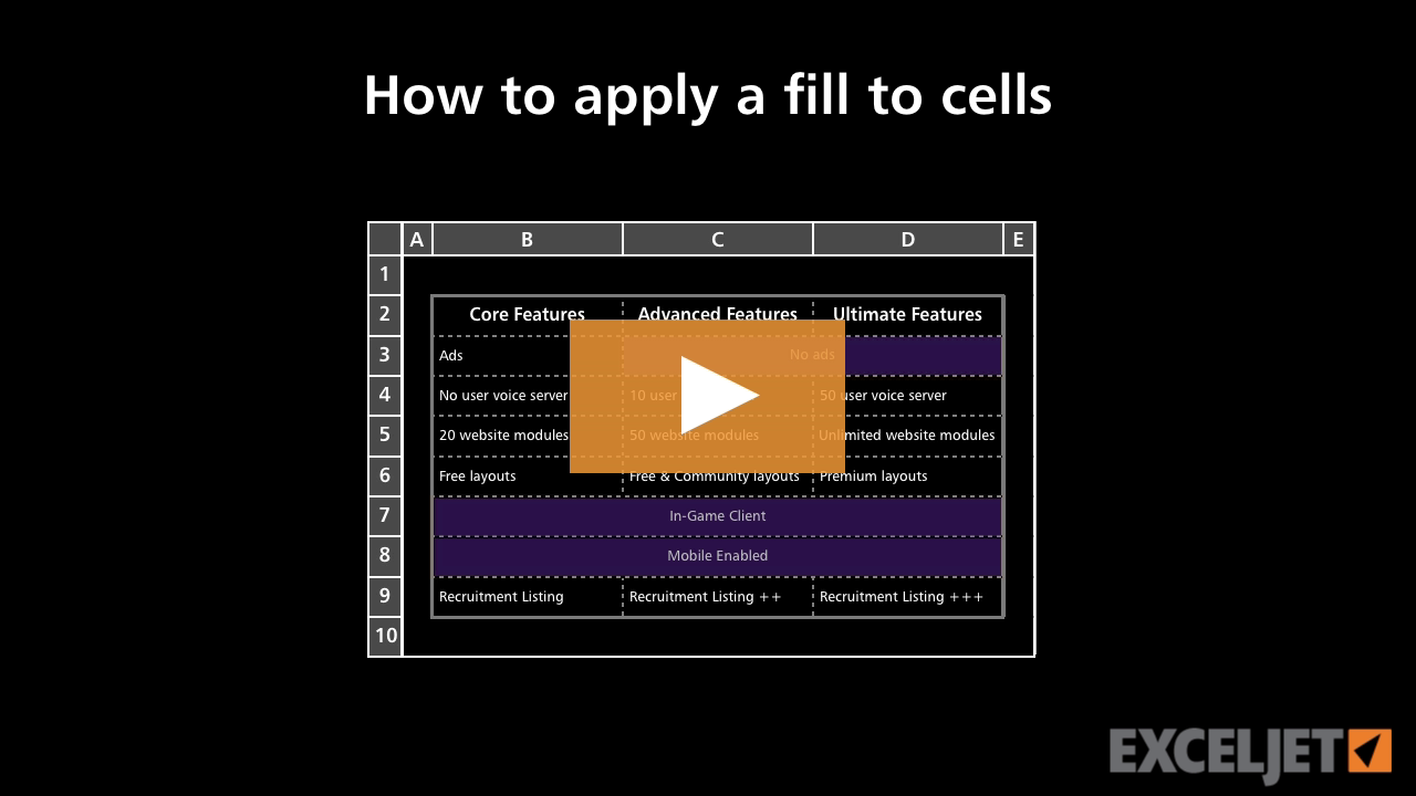 How to apply a fill to cells in Excel