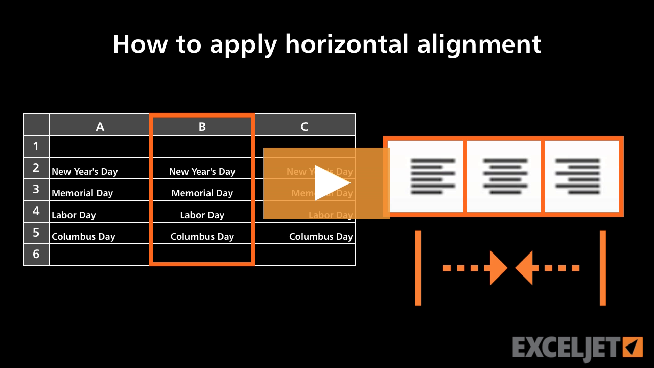 How to apply horizontal alignment in Excel