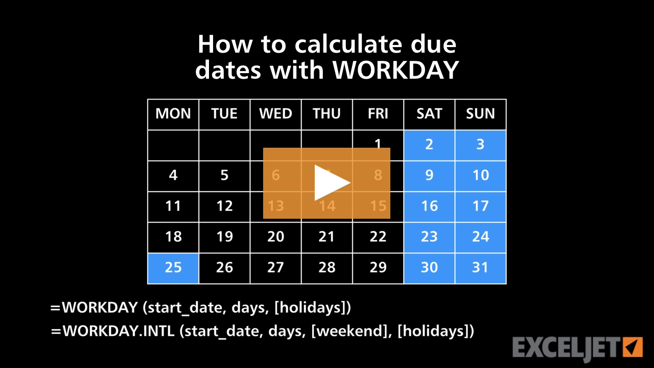 How to calculate due dates with WORKDAY