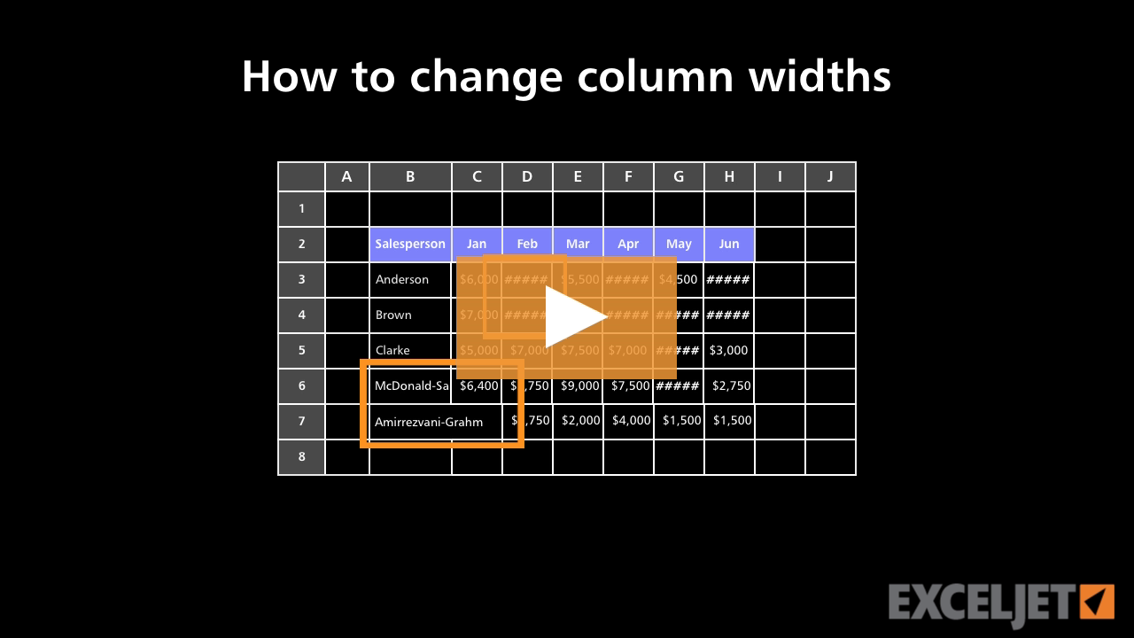 How to change column widths in Excel