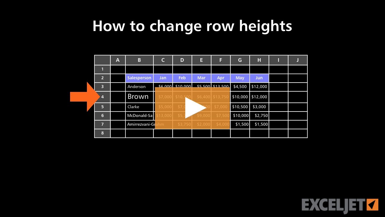 How to change row heights in Excel