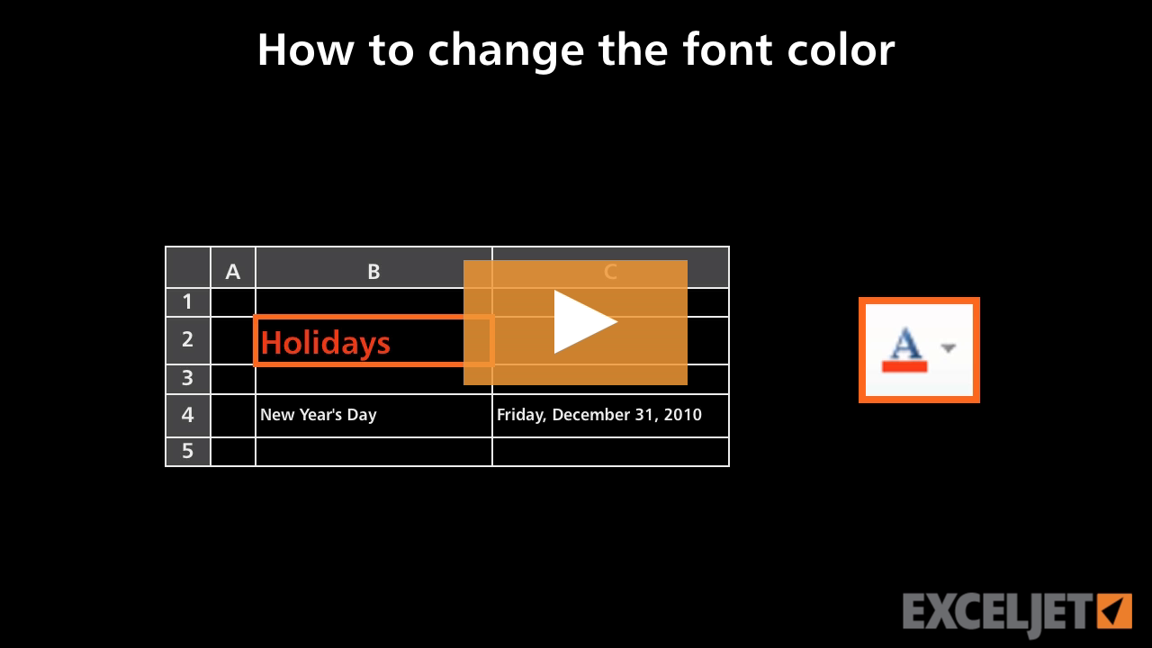 How to change the font color in Excel