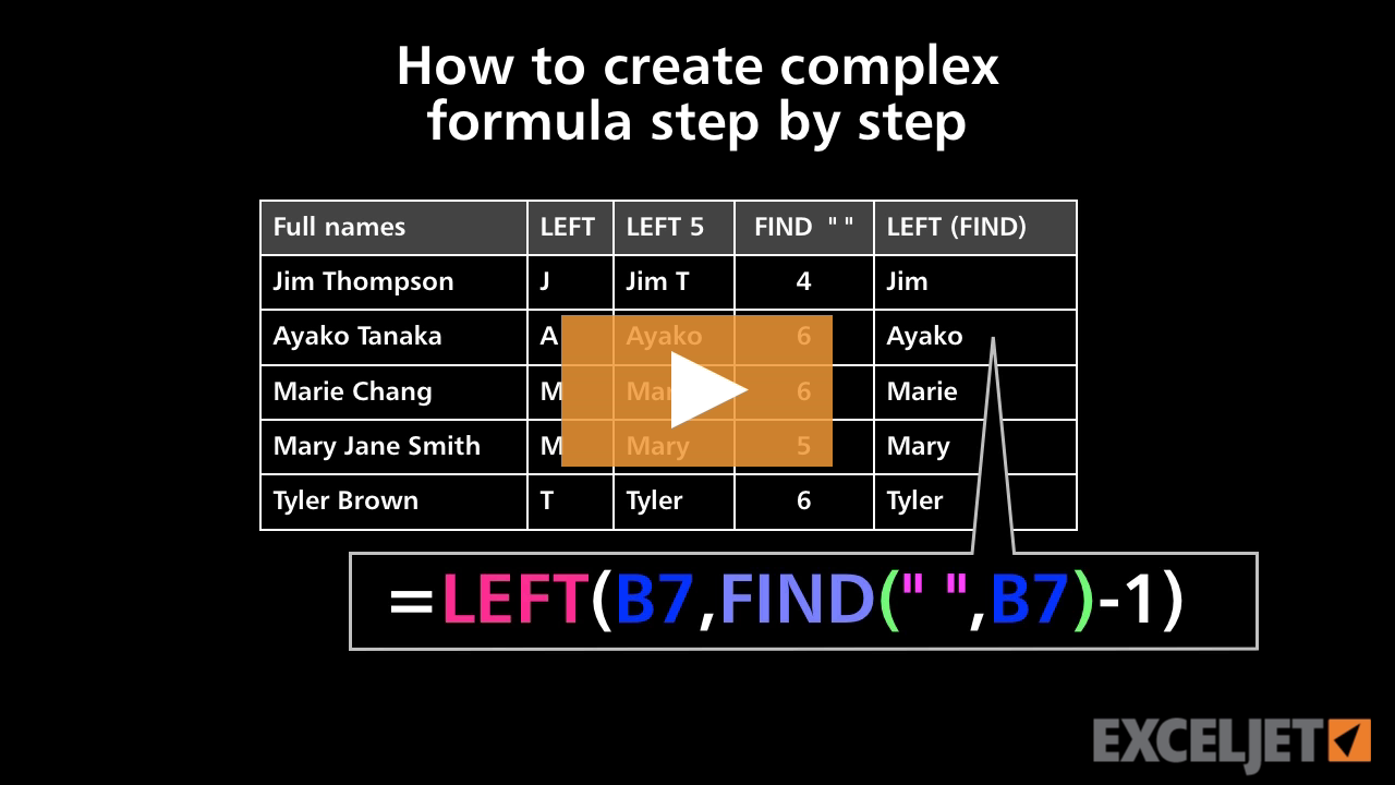 How to create a complex formula step by step