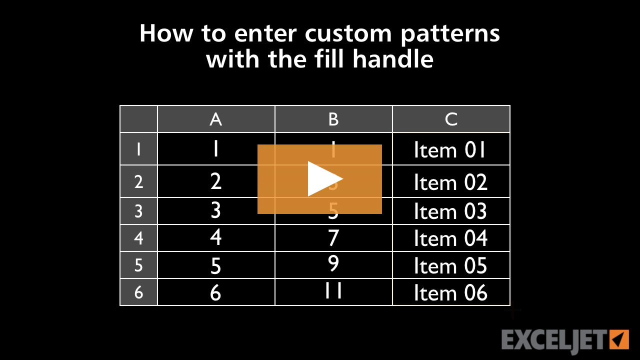 How to enter custom patterns with the fill handle in Excel
