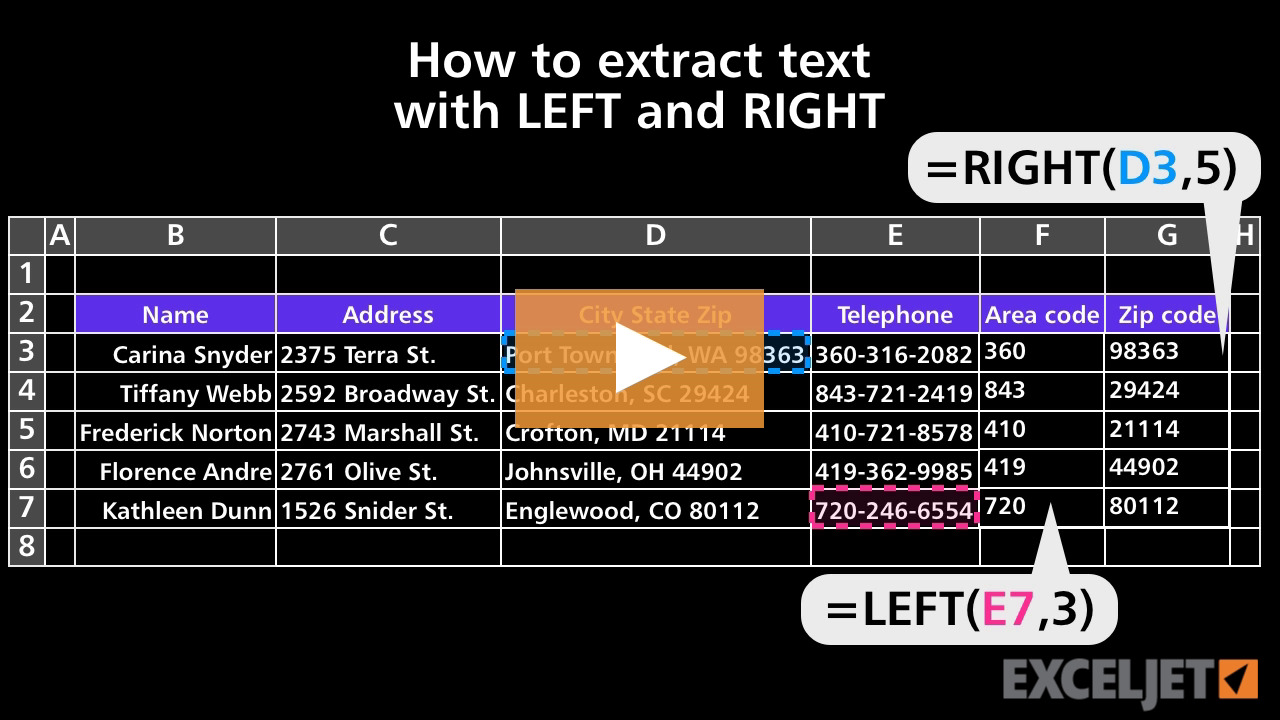 How to extract text with LEFT and RIGHT