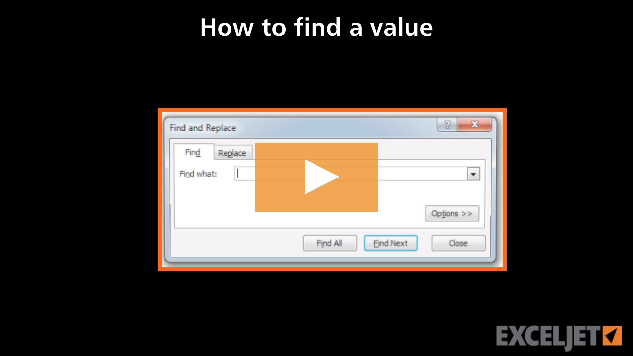 How to find a value in Excel