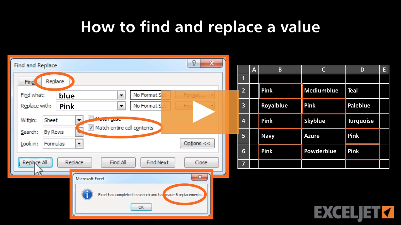 How to find and replace a value