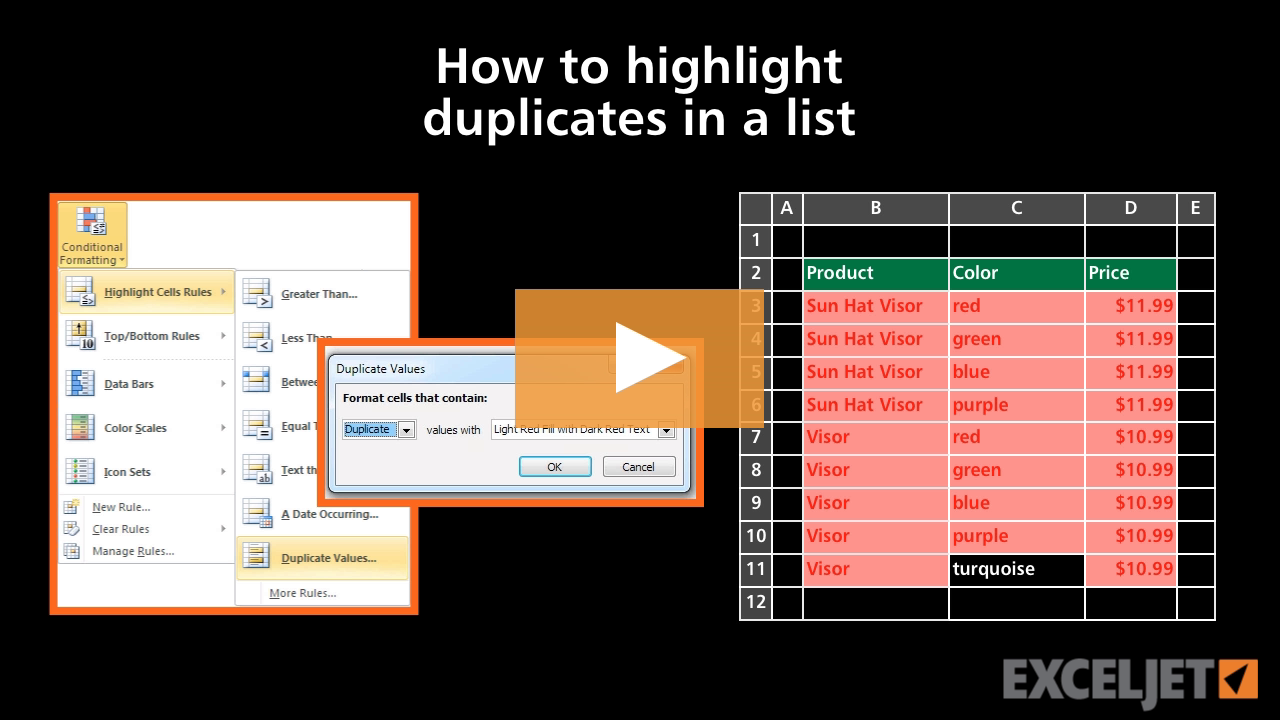 How to highlight duplicates in a list