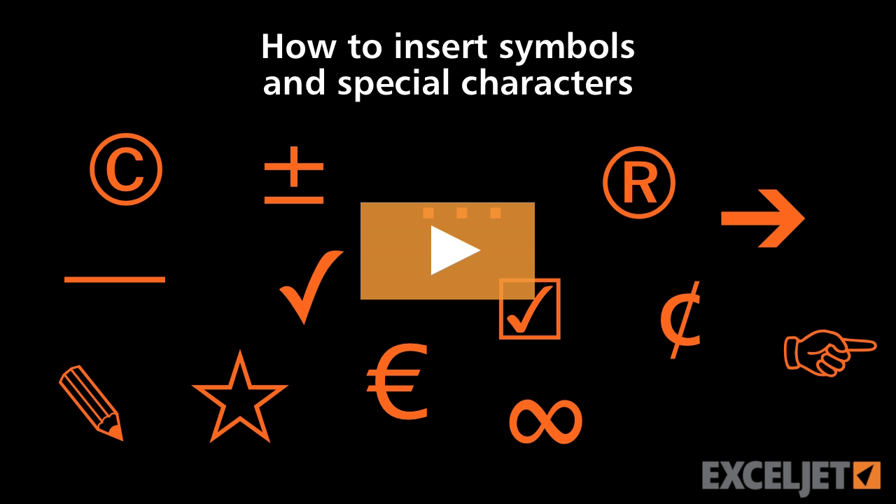 How to insert symbols and special characters in Excel