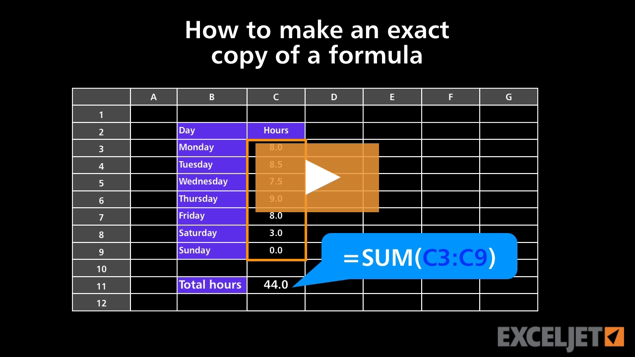 How to make an exact copy of a formula