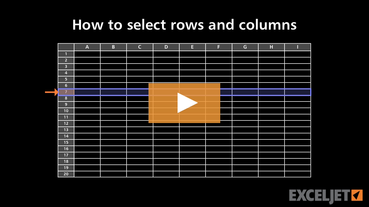 How to select rows and columns in Excel