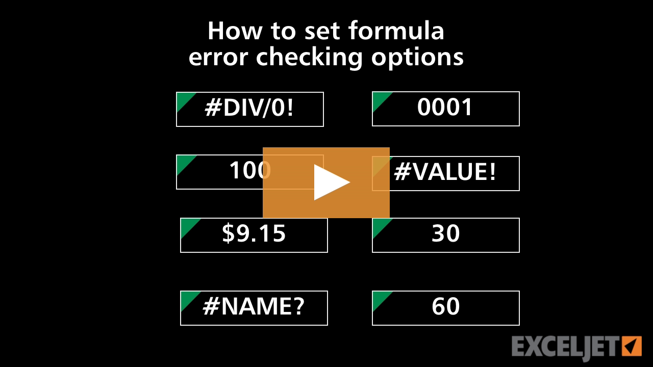 How to set formula error checking options