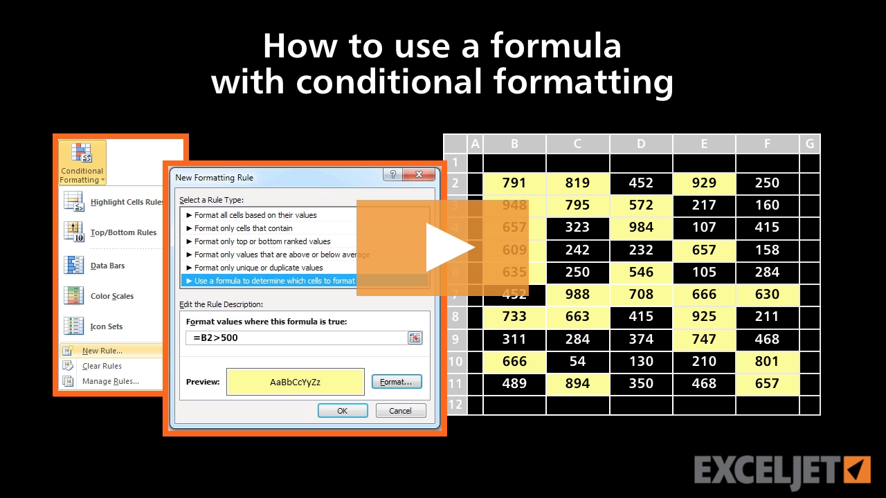 How to use a formula with conditional formatting
