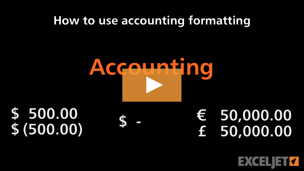 How to use accounting formatting in Excel