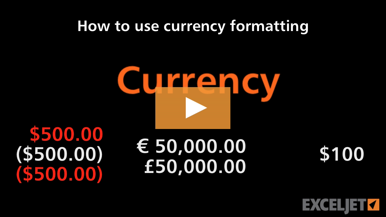 How to use currency formatting in Excel