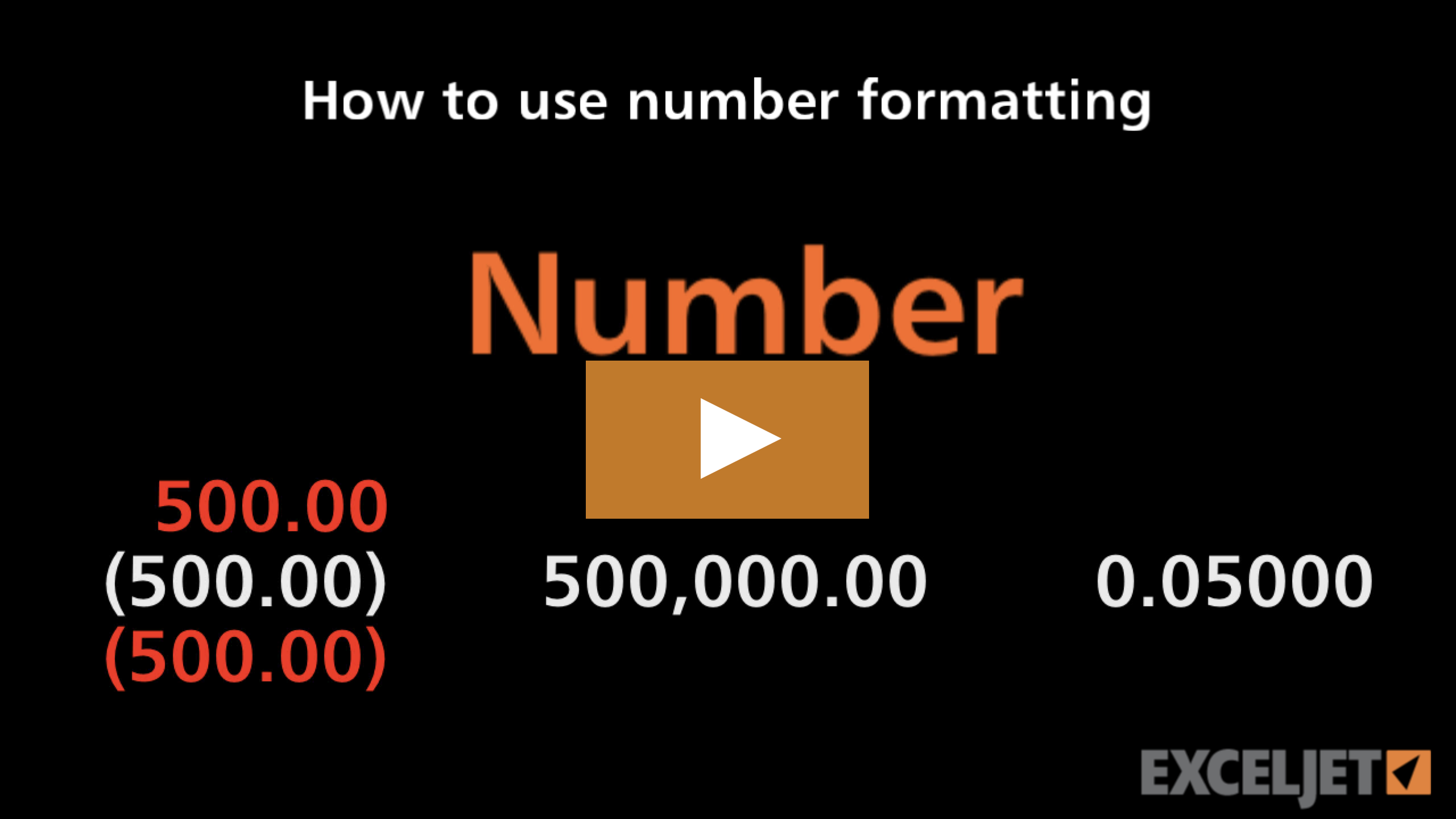 How to use number formatting in Excel