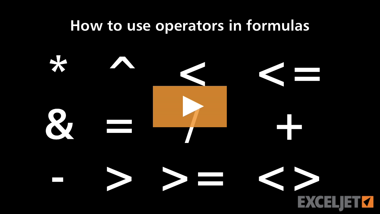 How to use operators in formulas
