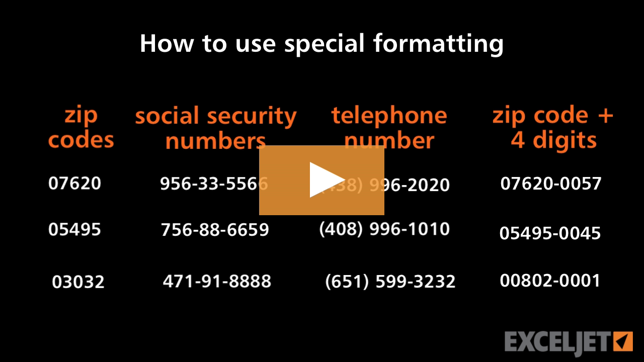 How to use special formatting in Excel