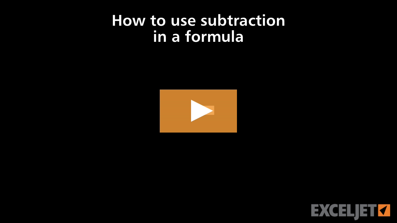 How to use subtraction in a formula