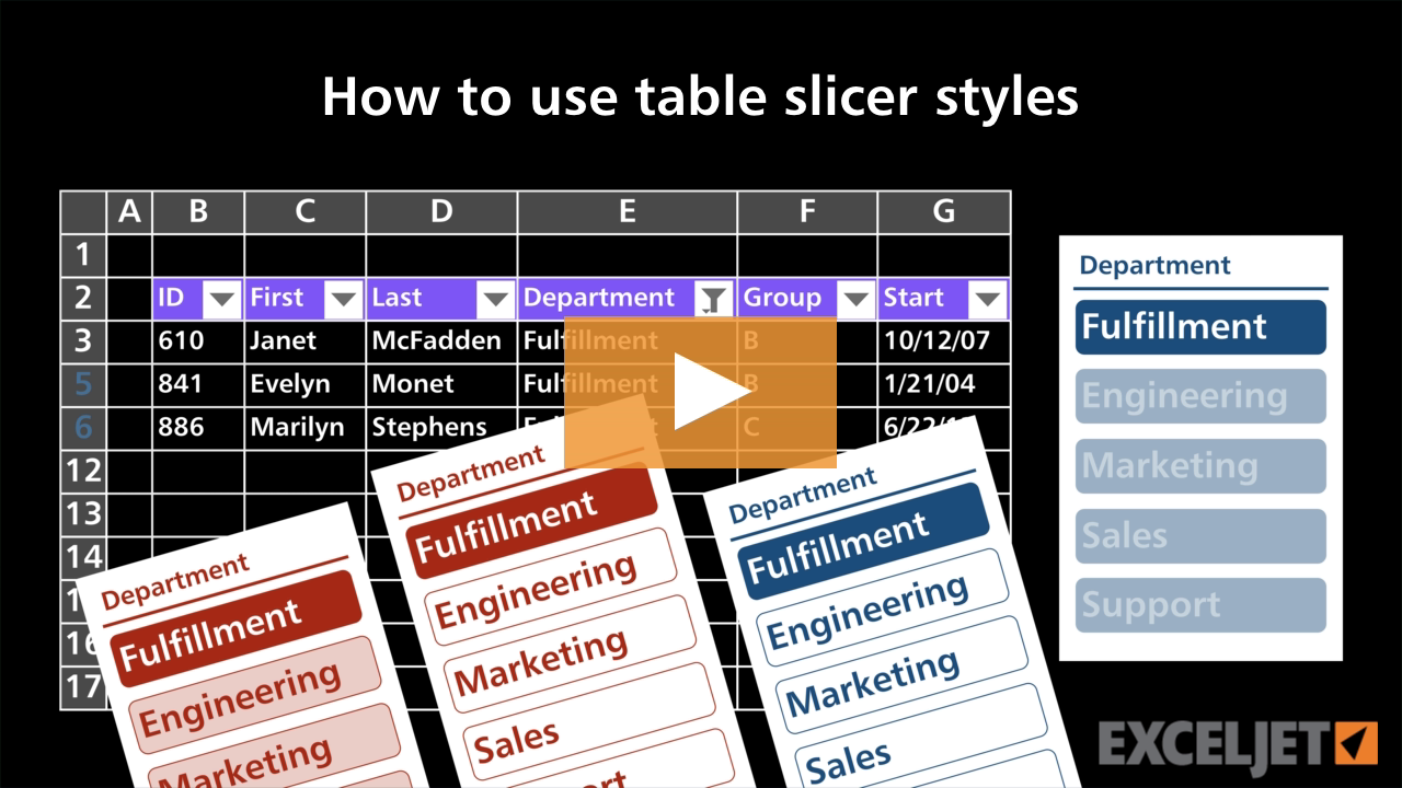 How to use table slicer styles