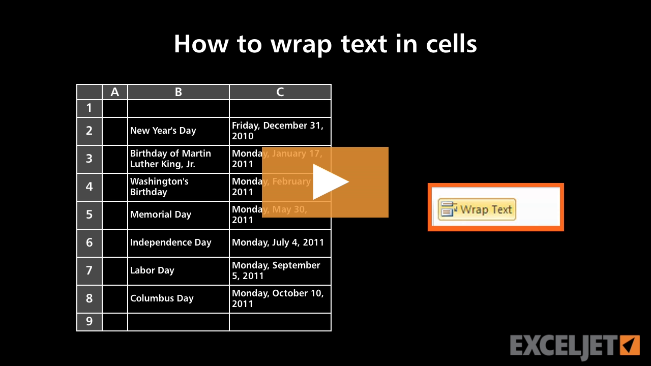 How to wrap text in cells in Excel