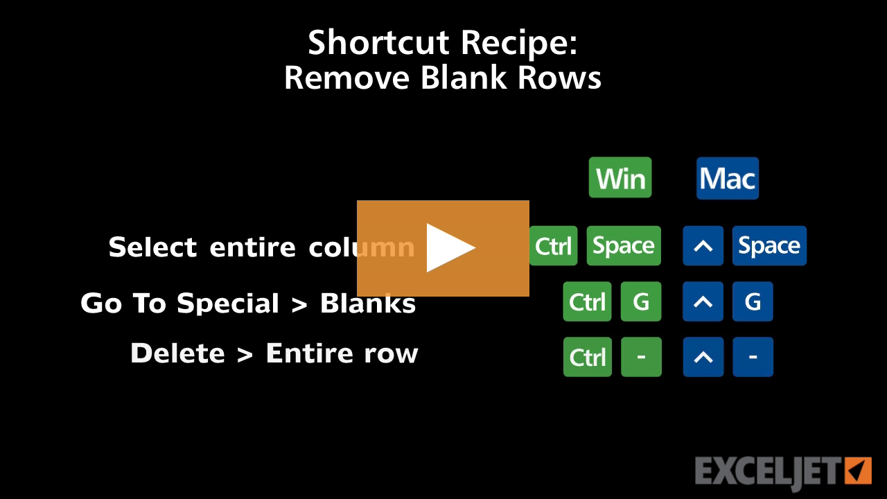 Shortcut recipe: delete blank rows
