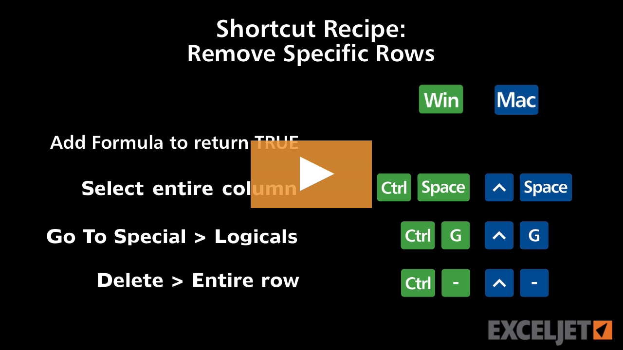 Shortcut recipe: remove specific rows