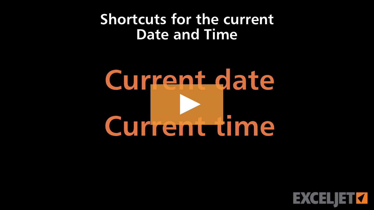 Shortcuts for the current Date and Time in Excel